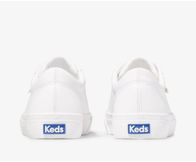 White Keds Jump Kick Leather Sneakers | 5032-QGFSR