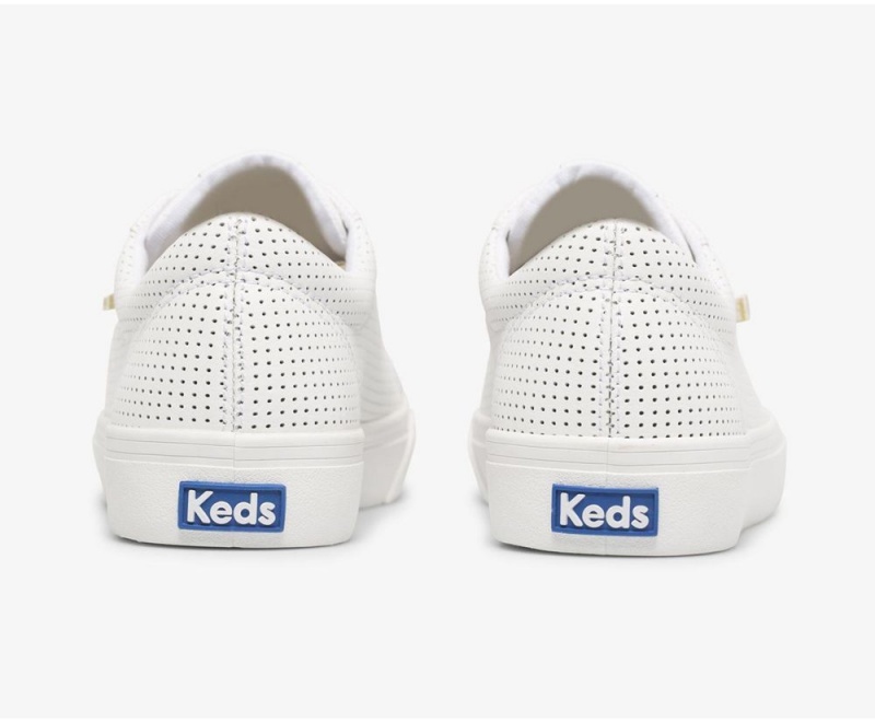 White Keds Jump Kick Perf Leather Sneakers | 9531-MDWTO