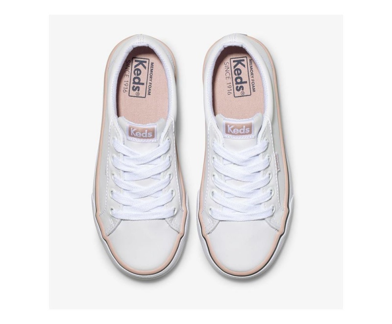 White Keds Jump Kick Sneakers | 8094-WYOPN