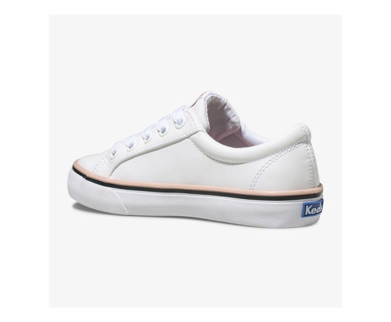 White Keds Jump Kick Sneakers | 8094-WYOPN