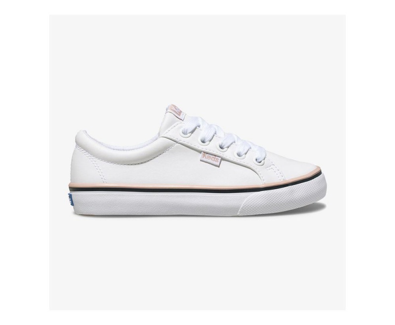 White Keds Jump Kick Sneakers | 8094-WYOPN