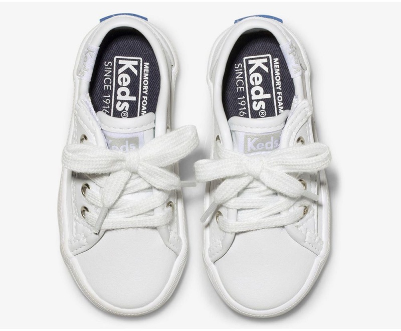 White Keds Kickstart Jr. Leather Sneakers | 3084-VJWCI