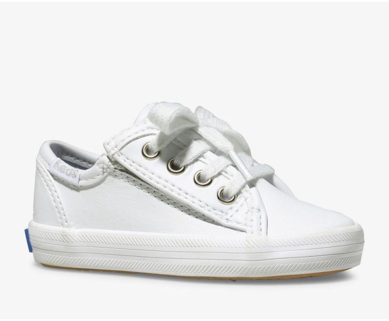 White Keds Kickstart Jr. Leather Sneakers | 3084-VJWCI