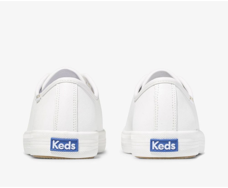 White Keds Kickstart Leather Sneakers | 4351-KTMAJ