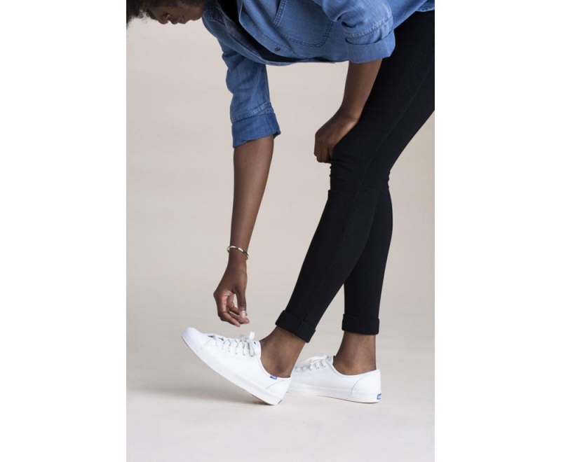 White Keds Kickstart Leather Sneakers | 7529-VXZWR