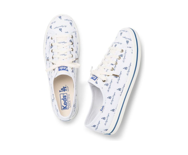 White Keds Kickstart MLB Sneakers | 1492-SMQFV