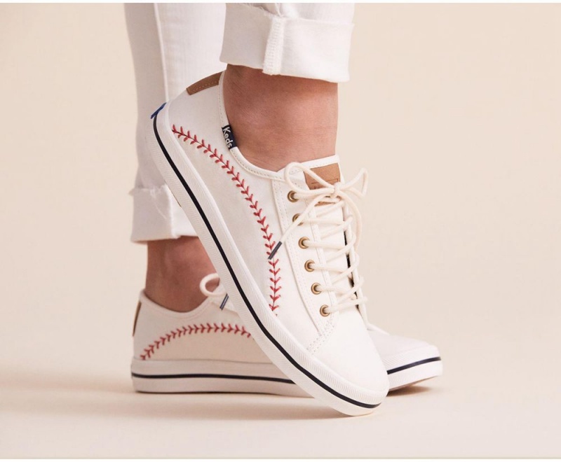 White Keds Kickstart Pennant Sneakers | 7056-LIOAY