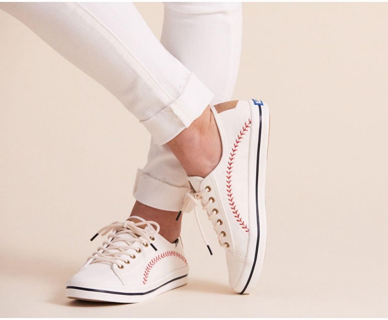 White Keds Kickstart Pennant Sneakers | 7056-LIOAY