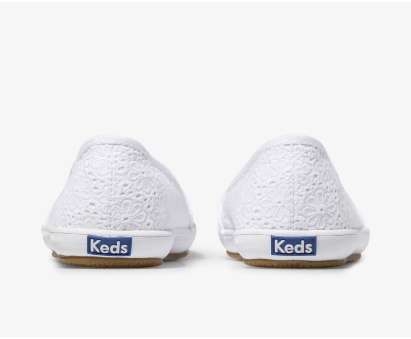 White Keds Teacup Eyelet Slip On | 1246-TKAZR