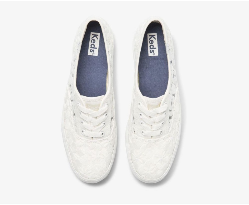 White Keds Triple Floral Embroidery Sneakers | 1547-ADGRB