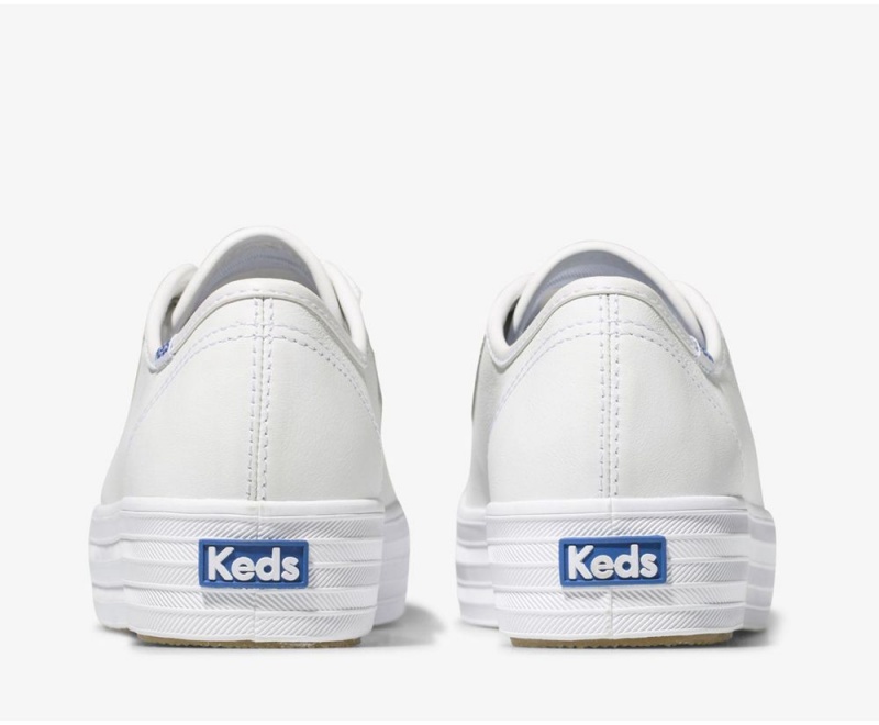 White Keds Triple Kick Leather Sneakers | 3250-NTGYA