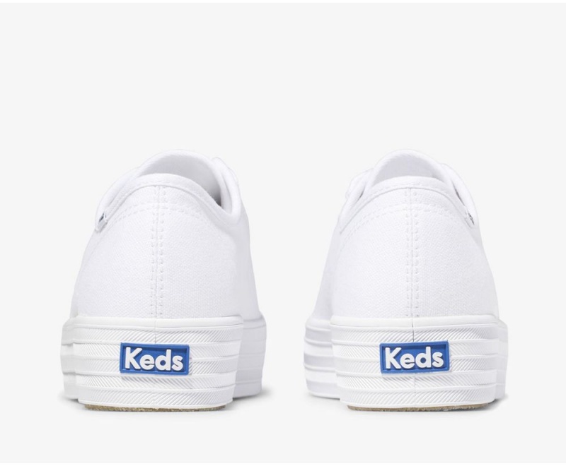 White Keds Triple Kick Rainbow Wave Sneakers | 9701-NJMQZ