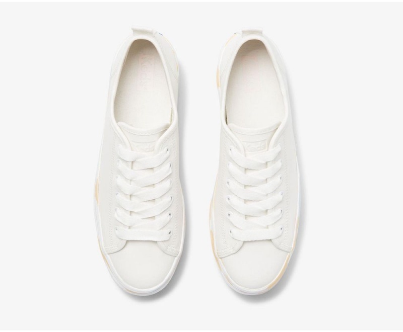 White Keds Triple Up Leather Leather Marble Sneakers | 0728-KFGSU