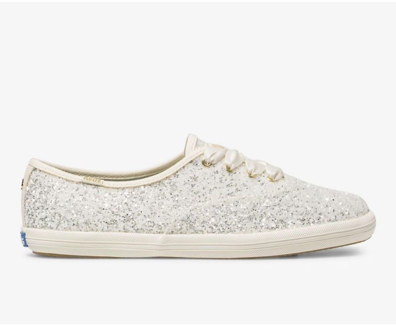 White Keds x Kate Spade New York Champion Glitter Sneakers | 8154-LODZF