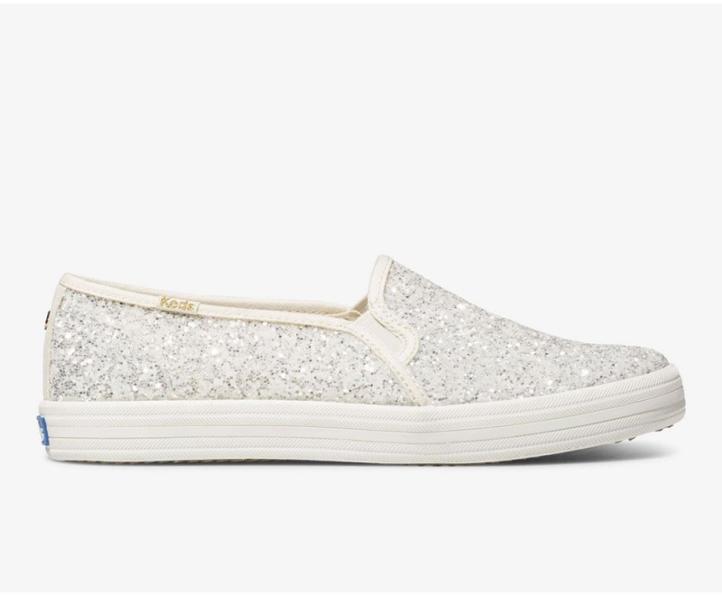 White Keds x Kate Spade New York Double Decker Glitter Slip On | 5714-VARKL