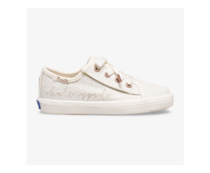 White Keds x Kate Spade New York Kickstart Jr. Glitter Sneakers | 4725-WNDVH