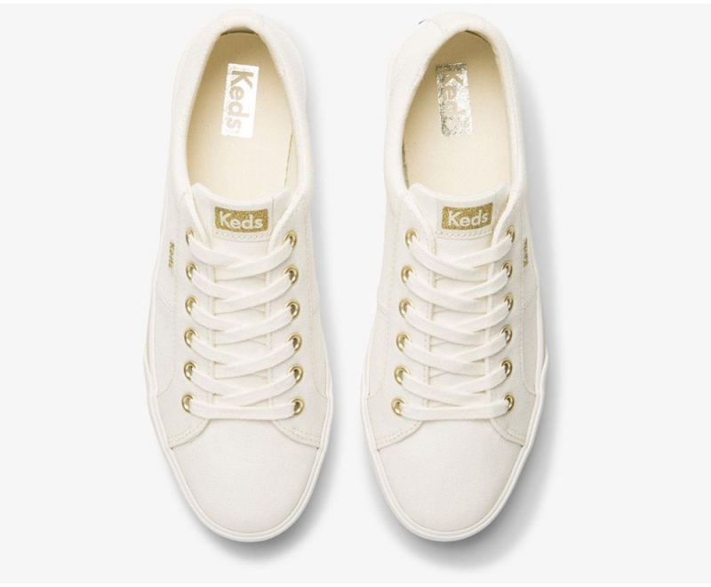 White Keds x Organic Cotton Jump Kick Duo Sneakers | 5164-DWQUT