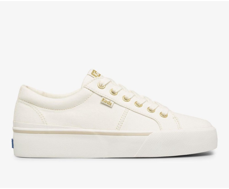 White Keds x Organic Cotton Jump Kick Duo Sneakers | 5164-DWQUT