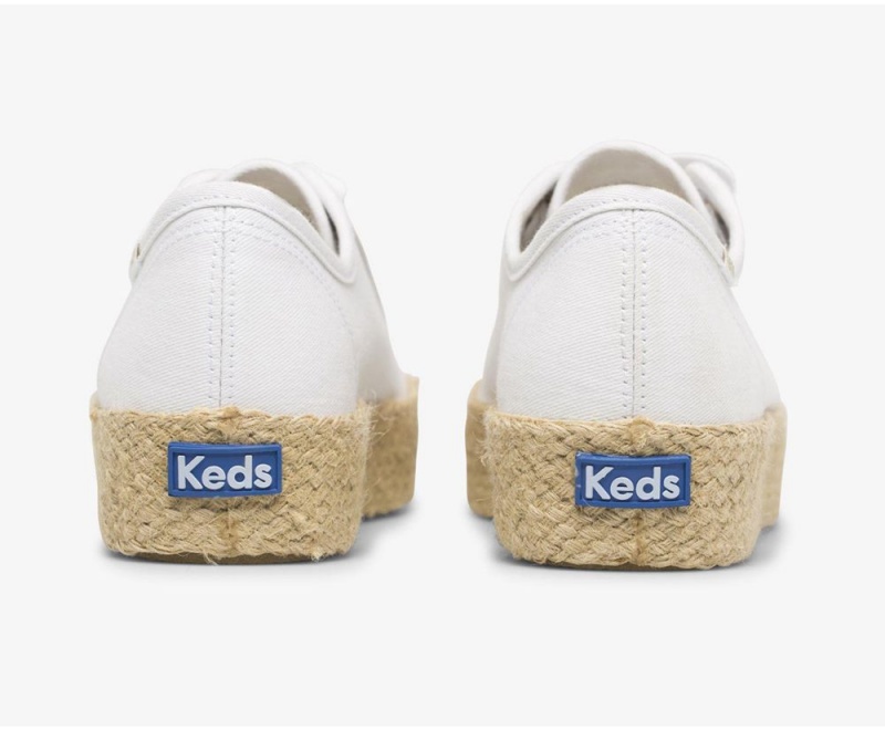 White Keds x Organic Cotton Triple Kick Jute Sneakers | 4930-GCNFI