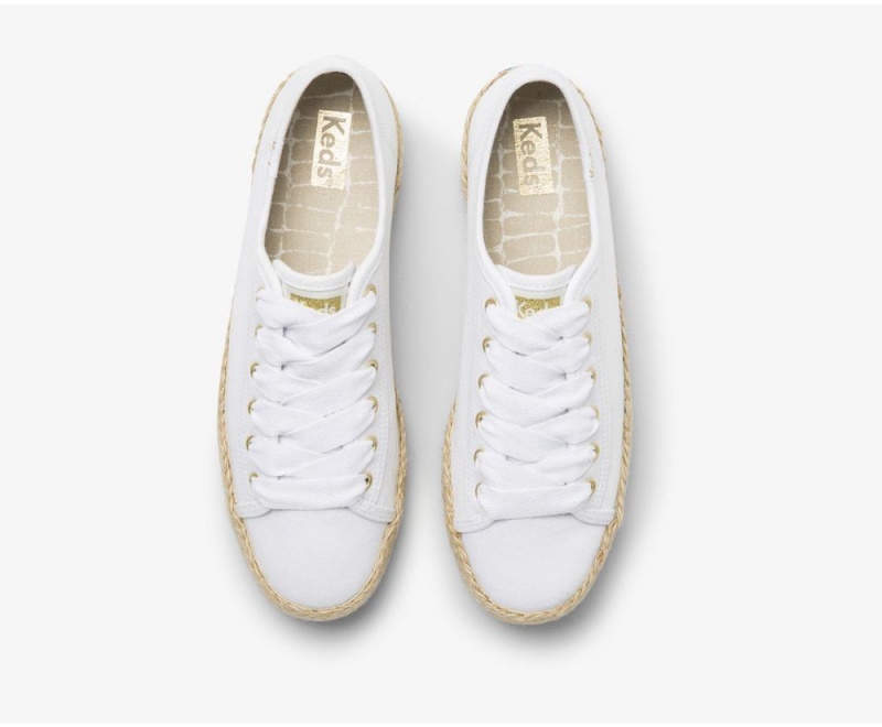 White Keds x Organic Cotton Triple Kick Jute Sneakers | 4930-GCNFI