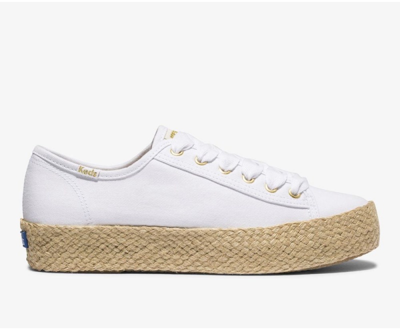 White Keds x Organic Cotton Triple Kick Jute Sneakers | 4930-GCNFI