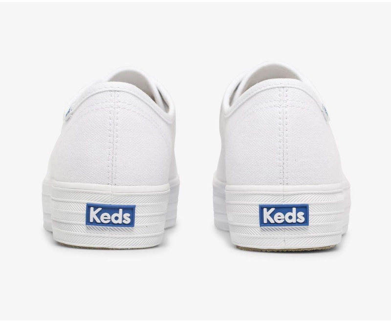 White Keds x Organic Cotton Triple Kick Sneakers | 5342-GIVJN