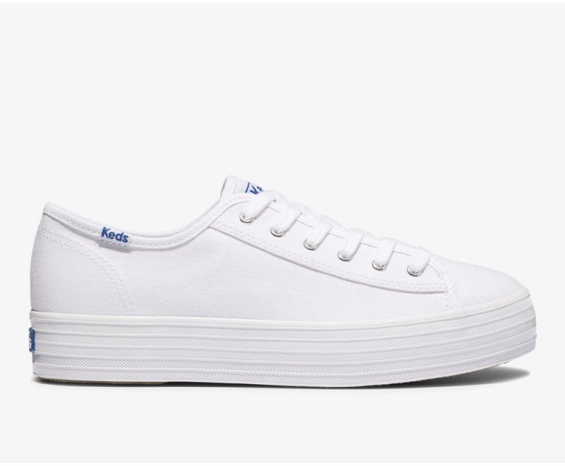 White Keds x Organic Cotton Triple Kick Sneakers | 5342-GIVJN