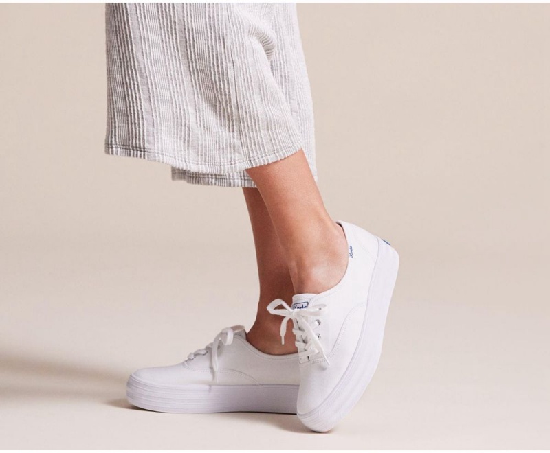 White Keds x Organic Cotton Triple Sneakers | 5329-VMXFQ