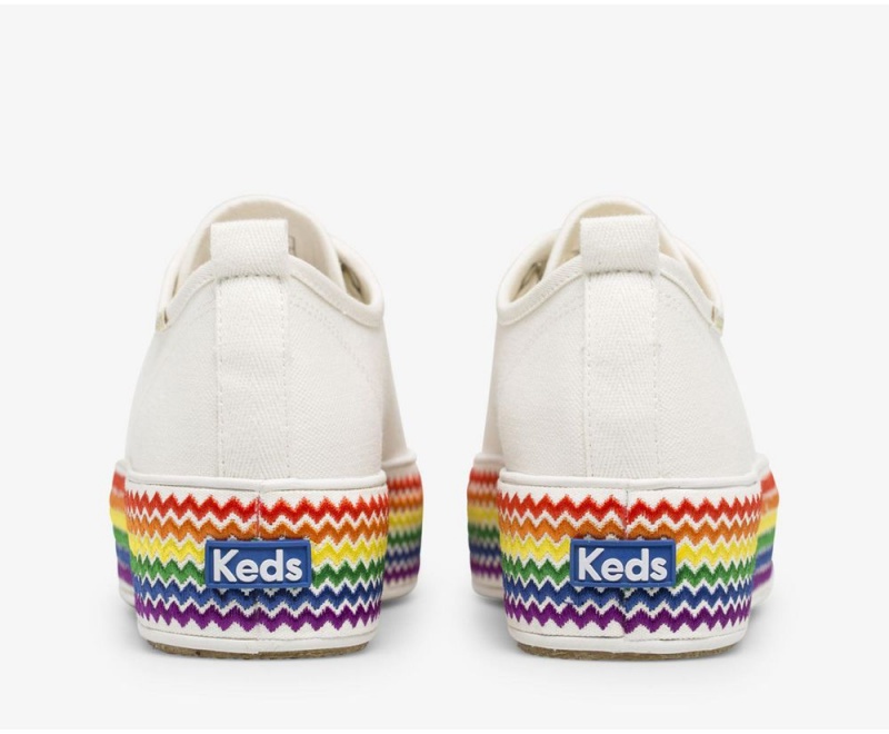 White Keds x Organic Cotton Triple Up Rainbow Jute Sneakers | 2078-FQEYW