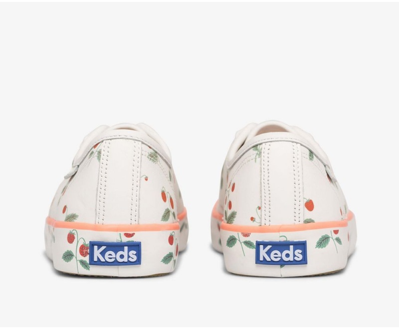 White Keds x Rifle Paper Co. Kickstart Mini Strawberries Sneakers | 0648-VCMGR