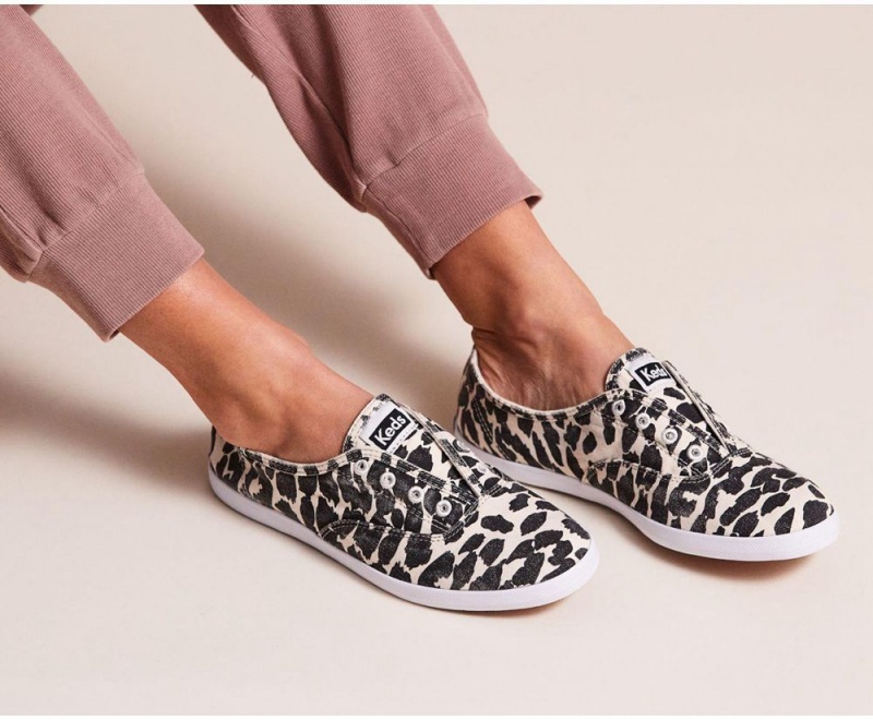 White / Black Keds x Organic Cotton Chillax Washable Leopard Slip On | 8463-CGDKM