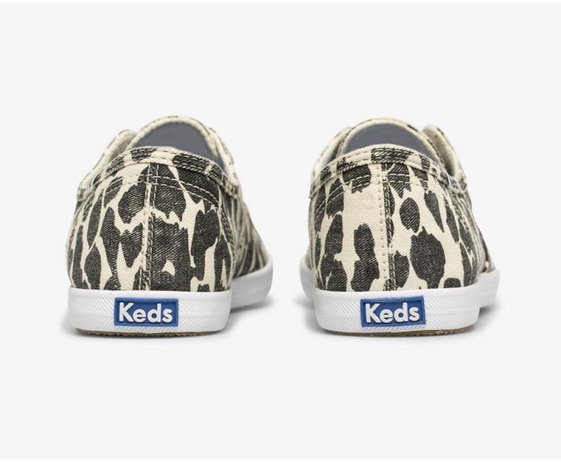 White / Black Keds x Organic Cotton Chillax Washable Leopard Slip On | 8463-CGDKM