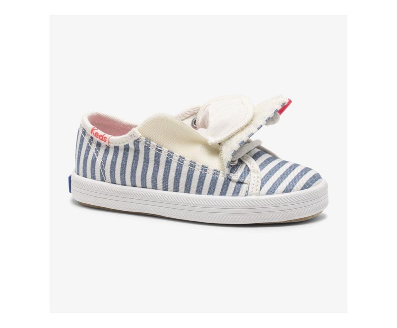 White / Blue Keds x Organic Cotton Kickstart Jr. Sneakers | 3206-KGWIT