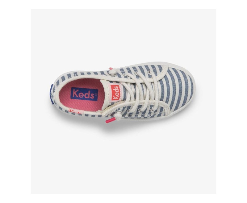 White / Blue Keds x Organic Cotton Kickstart Jr. Sneakers | 3206-KGWIT