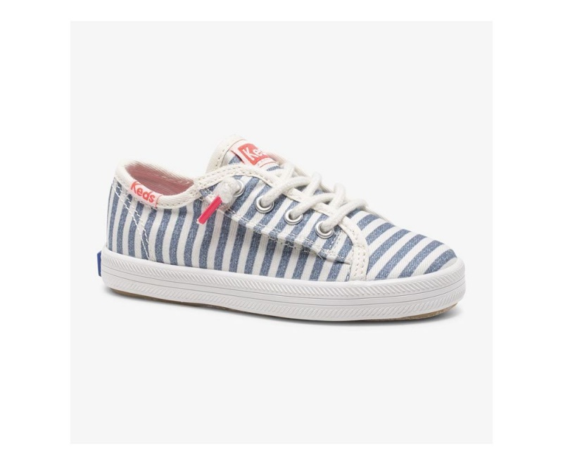 White / Blue Keds x Organic Cotton Kickstart Jr. Sneakers | 3206-KGWIT