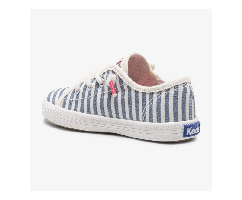 White / Blue Keds x Organic Cotton Kickstart Jr. Sneakers | 3206-KGWIT