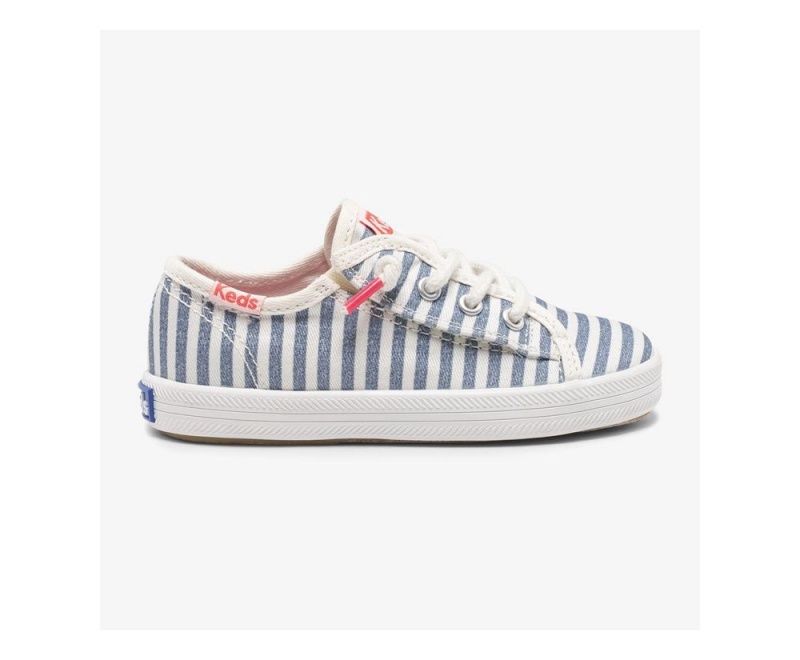 White / Blue Keds x Organic Cotton Kickstart Jr. Sneakers | 3206-KGWIT