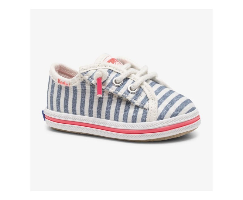 White / Blue Keds x Organic Cotton Kickstart Crib Sneakers | 7159-YEIUT