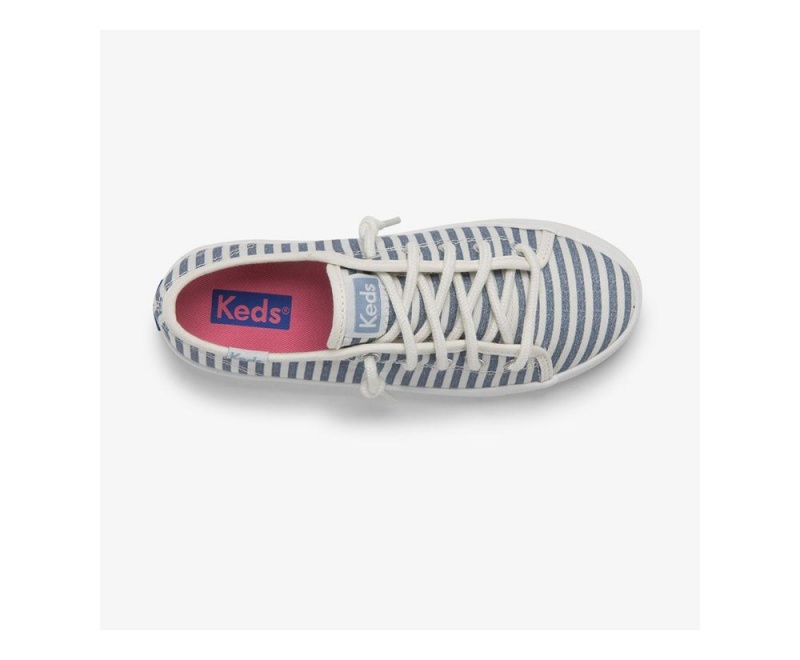 White / Blue Keds x Organic Cotton Kickstart Sneakers | 8490-EJZCA