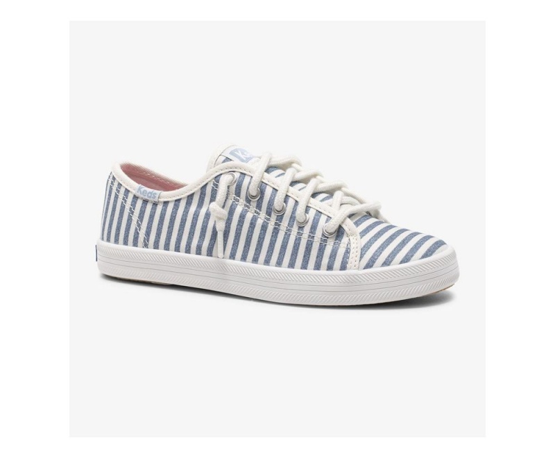 White / Blue Keds x Organic Cotton Kickstart Sneakers | 8490-EJZCA