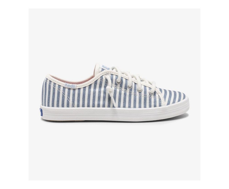 White / Blue Keds x Organic Cotton Kickstart Sneakers | 8490-EJZCA