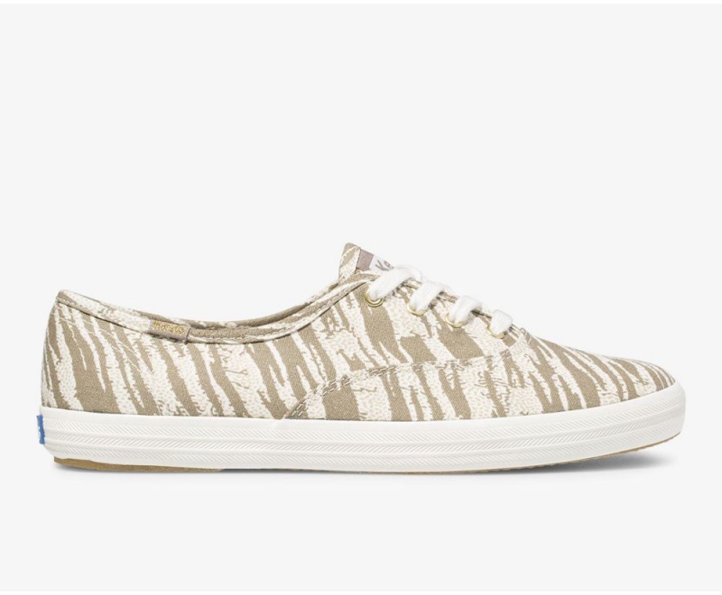 White / Grey Keds Washable Champion Animal Sneakers | 1406-AZDGX