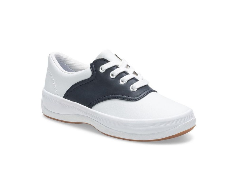 White / Navy Keds School Days Sneakers | 5893-DOFWB