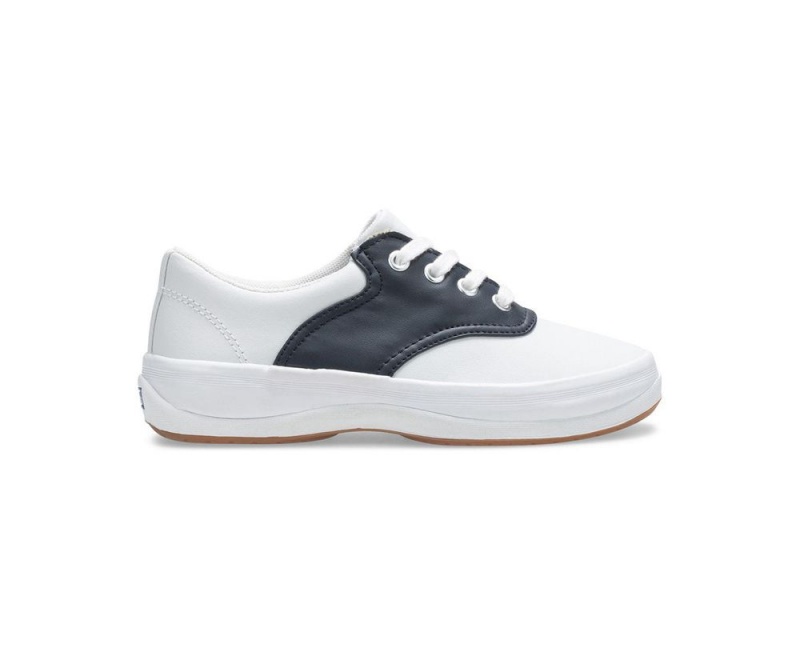 White / Navy Keds School Days Sneakers | 5893-DOFWB