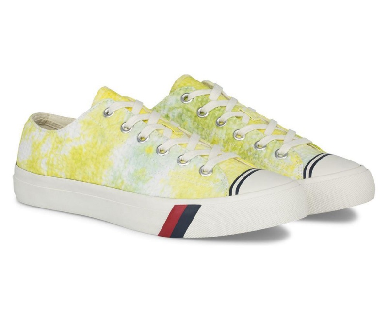 Yellow Keds Royal Lo Tie Dye Seersucker Sneakers | 2487-LZUWP