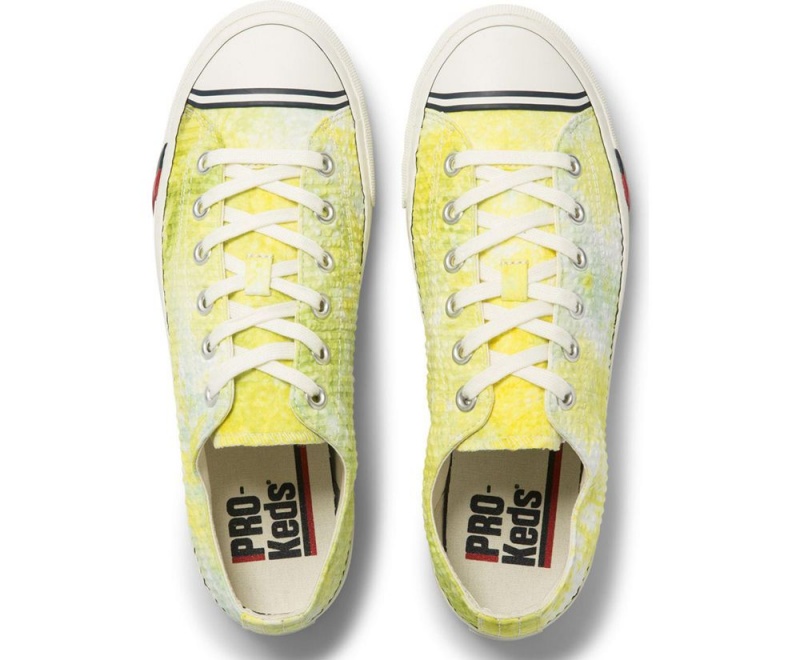 Yellow Keds Royal Lo Tie Dye Seersucker Sneakers | 2487-LZUWP