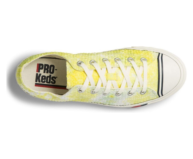 Yellow Keds Royal Lo Tie Dye Seersucker Sneakers | 2487-LZUWP